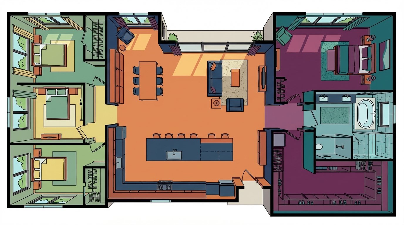 découvrez des idées et conseils pratiques pour aménager un plan de maison avec 4 chambres, incluant une suite parentale confortable et fonctionnelle.